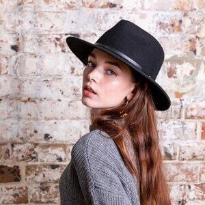 Black Wool Felt Fedora Hat, Before Dark (AU), One Size